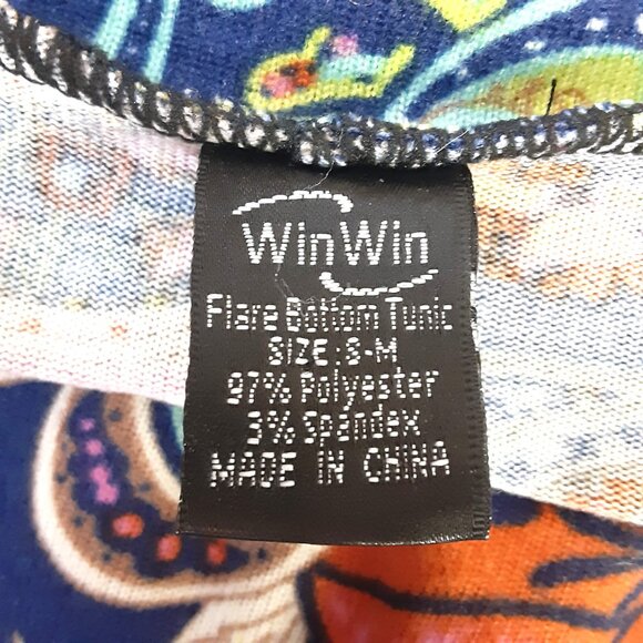 WinWin Flare Bottom Tunic S-M Peasant Gypsie Hippie Flare Sleeve Pullover V-Neck - Picture 4 of 9